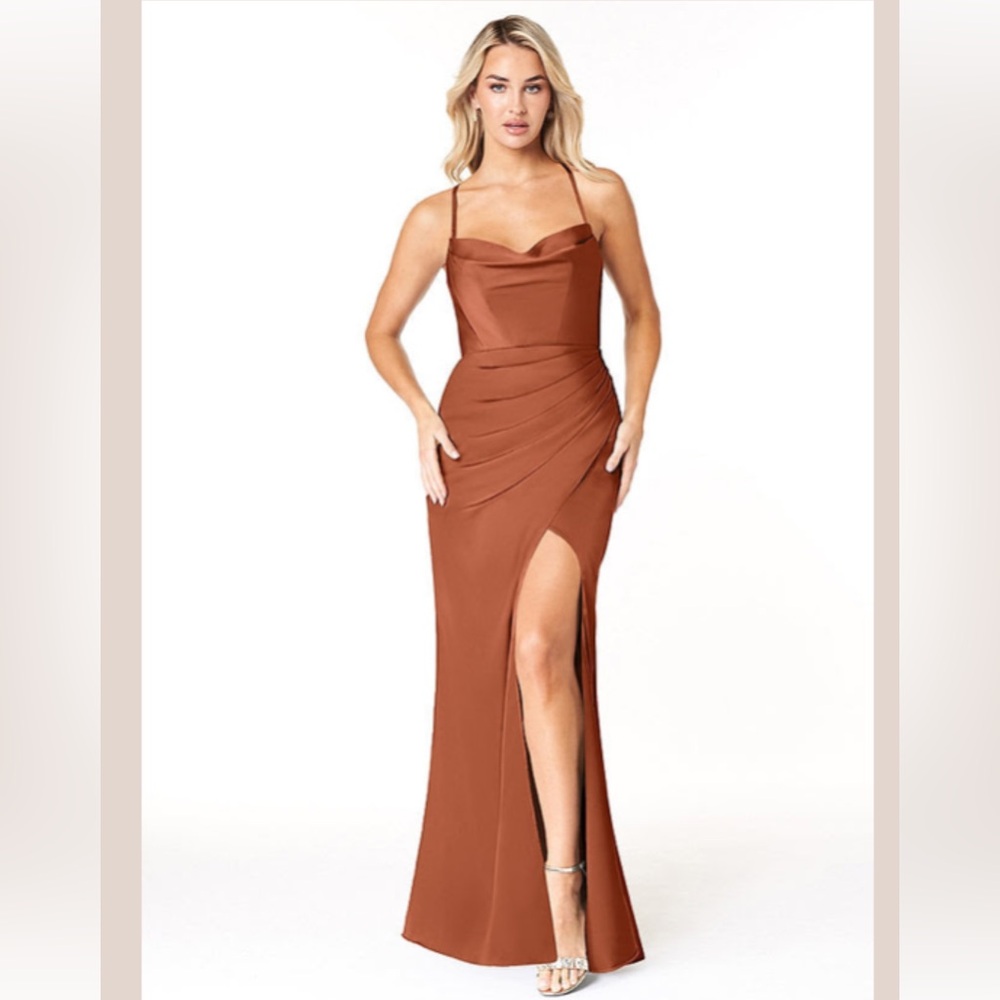 Azazie Rose Satin Maxi Gown